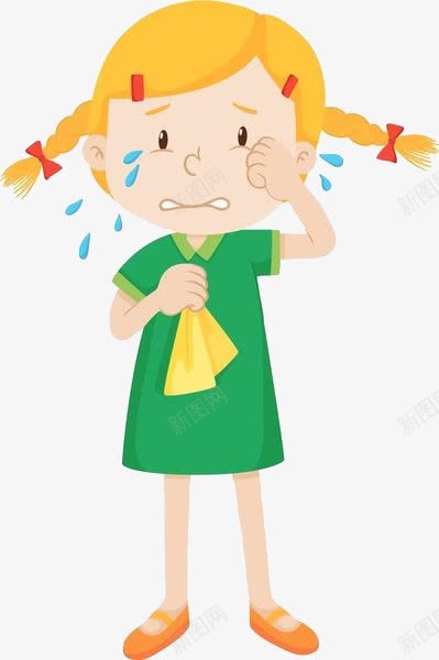 卡通哭泣的女孩png免抠素材_新图网 https://ixintu.com 免扣女孩 动漫人物头发 卡通 哭小孩 哭泣的女孩 手帕 揉眼睛 眼泪 黄色头发的女孩