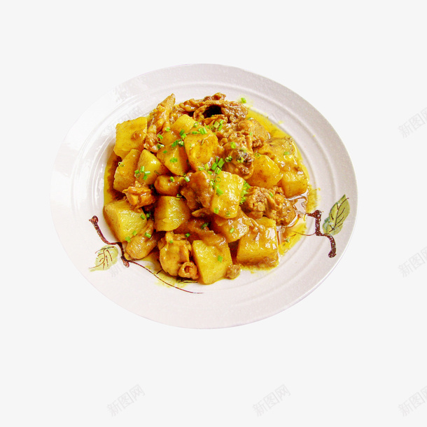 实物土豆咖喱鸡肉png免抠素材_新图网 https://ixintu.com 印度咖喱 土豆咖喱鸡肉 好吃美味 白色盘子