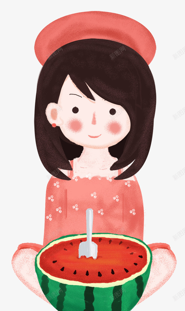 立夏节气可爱手绘插画女孩吃西瓜png免抠素材_新图网 https://ixintu.com 可爱 吃西瓜插图 女孩 手绘 插画 立夏 立夏节气可爱手绘插画女孩吃西瓜插图免费下载 节气