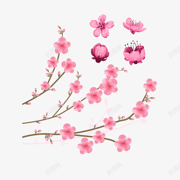 挑花桃枝png免抠素材_新图网 https://ixintu.com AI EPS 免抠 大图 桃花 高清 鲜花