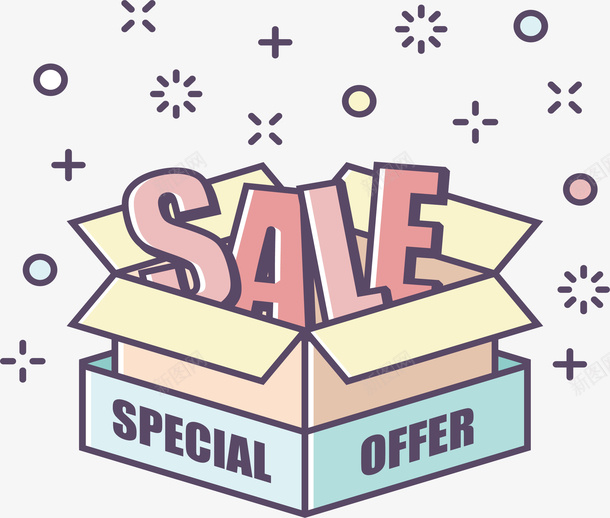 卡通盒子促销海报矢量图ai免抠素材_新图网 https://ixintu.com sale 促销 电商促销 矢量png 节日促销 矢量图