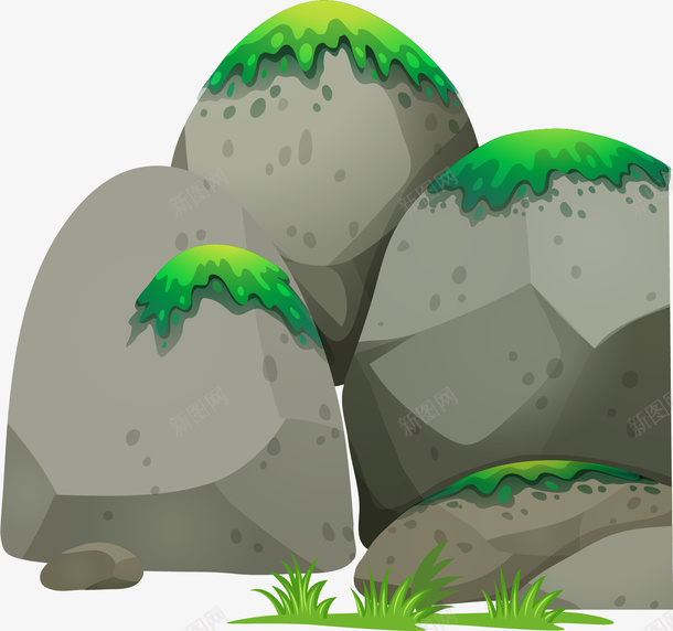 石头上的青苔png免抠素材_新图网 https://ixintu.com 创意 卡通 商务 彩色 手绘 石头 青苔
