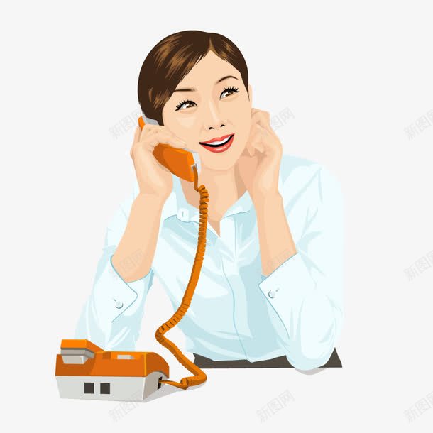 打电话的客服png免抠素材_新图网 https://ixintu.com 手绘打电话的客服