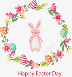 复活节快乐可爱粉色兔子复活节矢量图高清图片