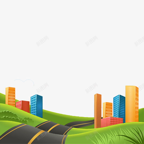卡通柏油路psd免抠素材_新图网 https://ixintu.com 卡通 柏油路 素材 路