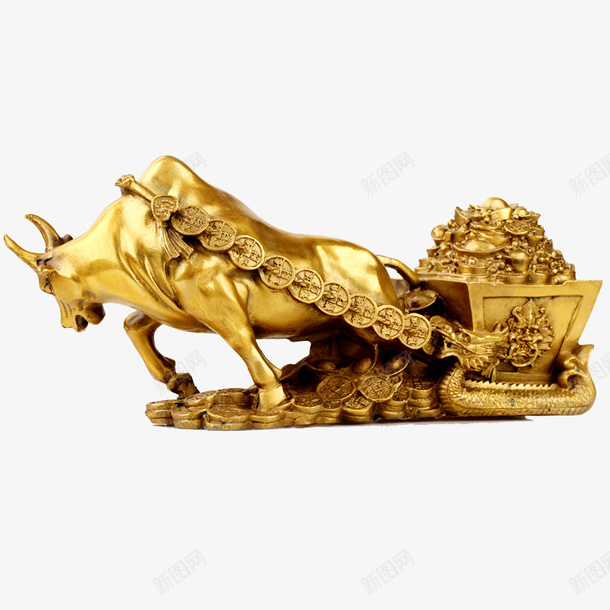 金钱牛摆件png免抠素材_新图网 https://ixintu.com 产品实物 十二生肖牛 发财牛 招财 旺事业 牛拉车工艺摆设 金钱牛摆件 铜牛