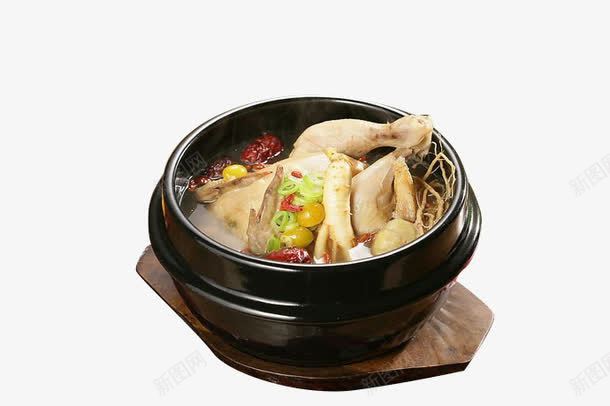 营养煲鸡汤png免抠素材_新图网 https://ixintu.com 人参汤 母鸡 砂锅 黑色