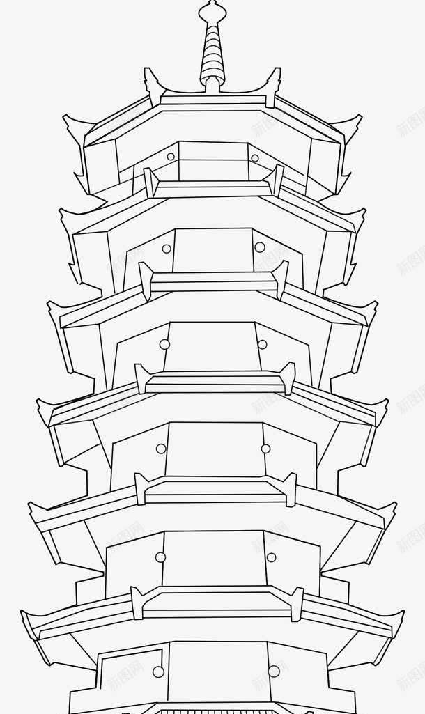 简笔画宝塔png免抠素材_新图网 https://ixintu.com 塔 宝塔 建筑 简笔画