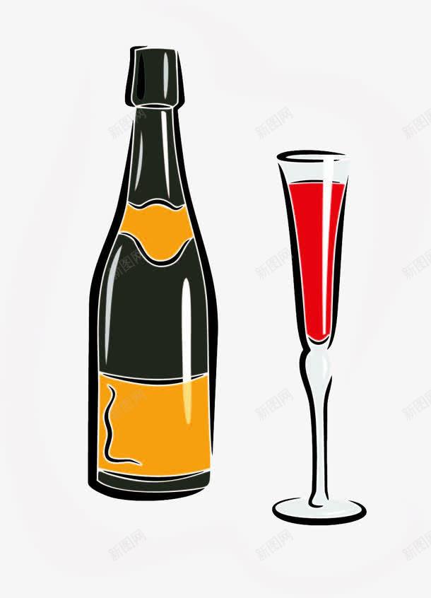红酒瓶配高脚杯png免抠素材_新图网 https://ixintu.com 佳酿 晚会 红酒 美酒 酒会 酒宴 高脚杯
