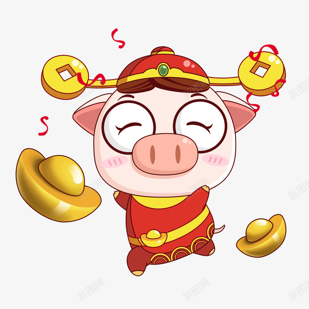 金元宝猪宝宝psd免抠素材_新图网 https://ixintu.com 2019猪年猪宝宝 可爱风 猪宝宝PNG 背景装饰 金元宝猪宝宝可爱风PNG