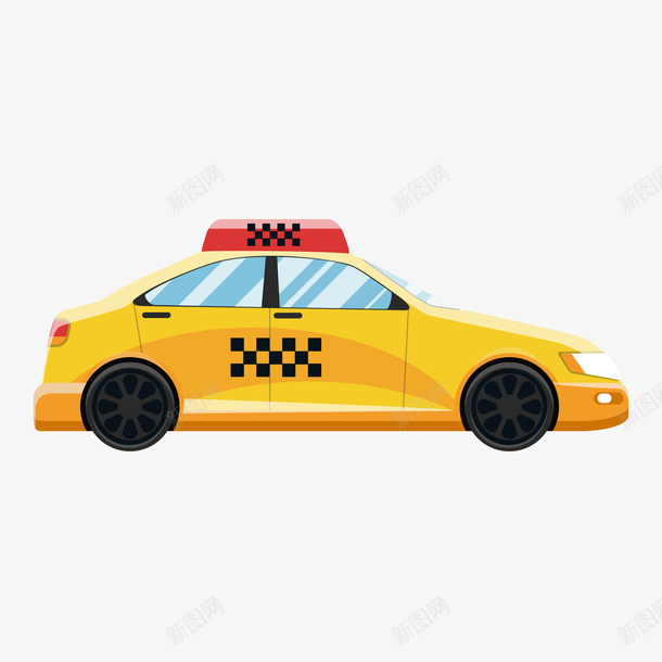 卡通黄色的出租车矢量图ai免抠素材_新图网 https://ixintu.com 交通工具 卡通 打车 矢量图 租出车 车辆设计 黄色