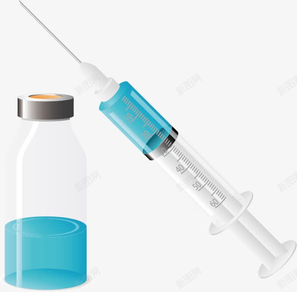 注射器和药水png免抠素材_新图网 https://ixintu.com 医疗器械 打针 注射器 药水 针筒