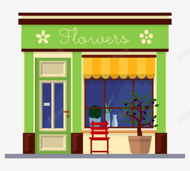 卡通清新风店铺商铺门面png免抠素材_新图网 https://ixintu.com 商铺 商铺门 店铺 店面包装样式 店面设计 时尚新潮店铺装修 杂货铺 门面装修设计