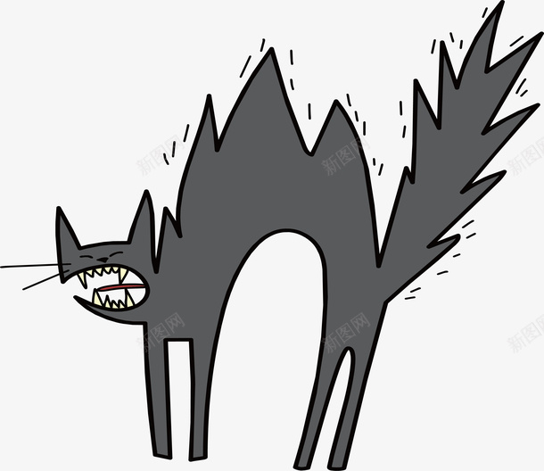灰色炸毛的猫矢量图ai免抠素材_新图网 https://ixintu.com 万圣节之夜 受到惊吓的猫 惊悚之夜 灰色的猫 炸毛 炸毛猫 矢量png 矢量图