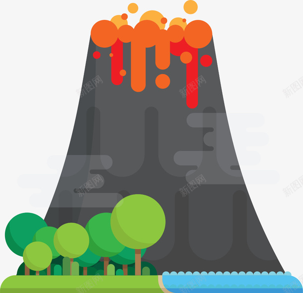 灰色火山卡通风格矢量图ai免抠素材_新图网 https://ixintu.com 山 扁平风格 火山手绘 火山爆发 火焰山卡通 灰色火山 矢量图 矢量火山 自然火山