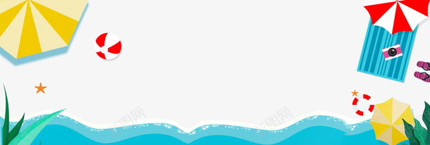 夏天海边清凉主题边框psd免抠素材_新图网 https://ixintu.com 卡通 夏天 小清新 度假 海水 海边 简约 黄色 黄色背景