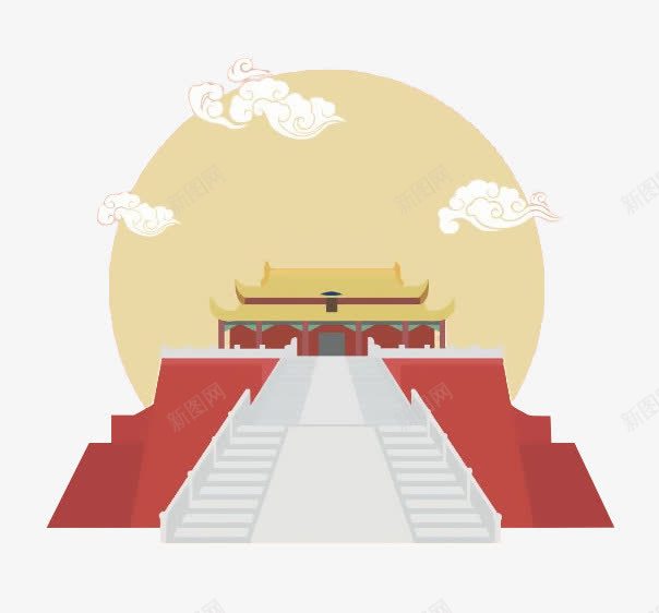 卡通古代故宫红色建筑png免抠素材_新图网 https://ixintu.com PNG 卡通建筑 古代建筑 故宫建筑 红色建筑