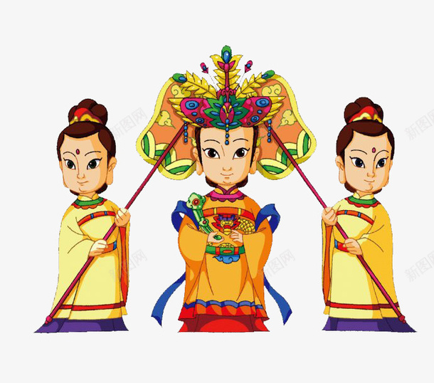 王母娘娘png免抠素材_新图网 https://ixintu.com 侍女 古代侍女 扇子 王母娘娘 黄色