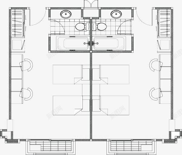 室内户型线稿图png免抠素材_新图网 https://ixintu.com 室内设计 户型图 线稿图