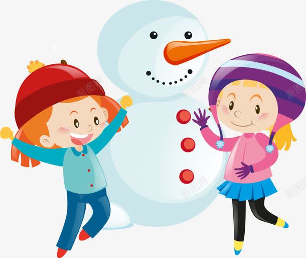 冬季堆雪人的小朋友png免抠素材_新图网 https://ixintu.com 冬季小朋友 可爱小朋友 喜悦 堆雪人的小朋友 开心 白色雪人