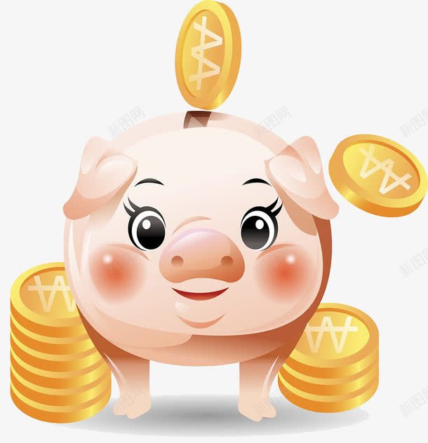 卡通小猪存钱罐png免抠素材_新图网 https://ixintu.com 储蓄 卡通小猪存钱罐 存钱罐 理财 硬币 钱