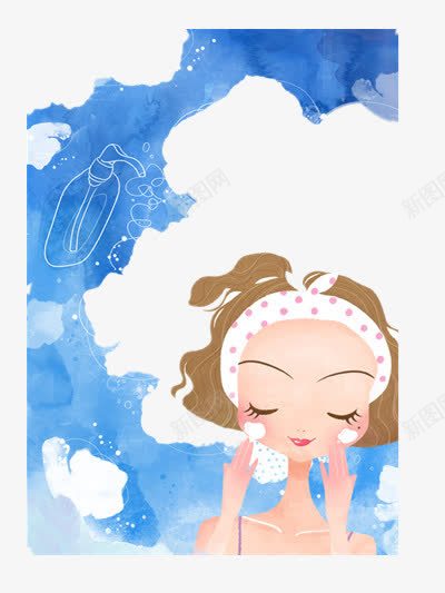 卸妆女孩png免抠素材_新图网 https://ixintu.com 卸妆死角 手绘卸妆女孩 泡泡 洗浴 洗脸