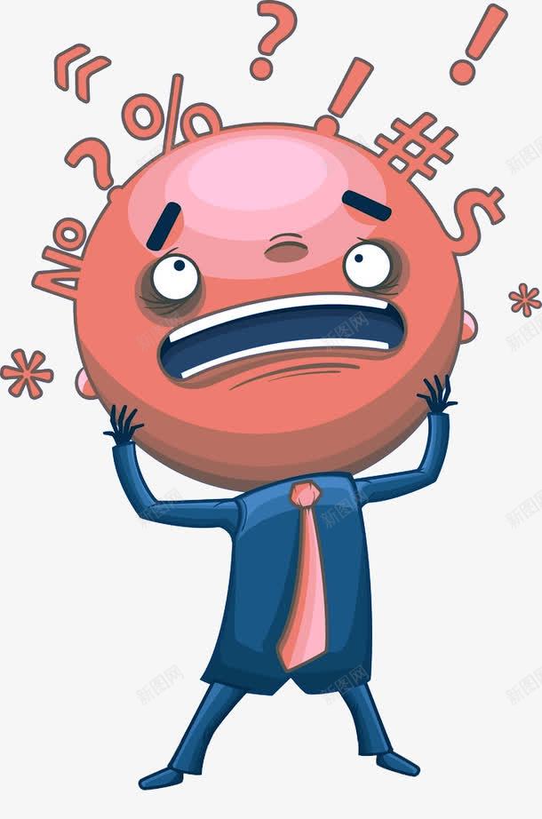 抓狂卡通小人png免抠素材_新图网 https://ixintu.com 一个头两个大 卡通 困境 怎么办 抓狂 抓狂卡通小人矢量 无助 英语学习