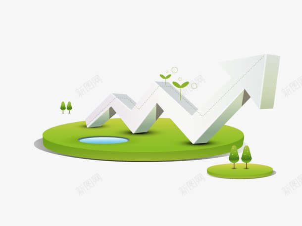 绿化箭头上升png免抠素材_新图网 https://ixintu.com 上升 上市 企业 写实 创意 指标 植物 箭头 绿色 财富 趋势