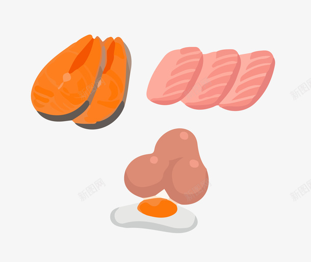 鱼肉矢量图ai免抠素材_新图网 https://ixintu.com ai格式 冷鲜 扁平设计 烤肉 牛肉 生肉 生鲜 矢量图 肉 肉类 肉食 食物 鱼肉 鸡虾鱼肉