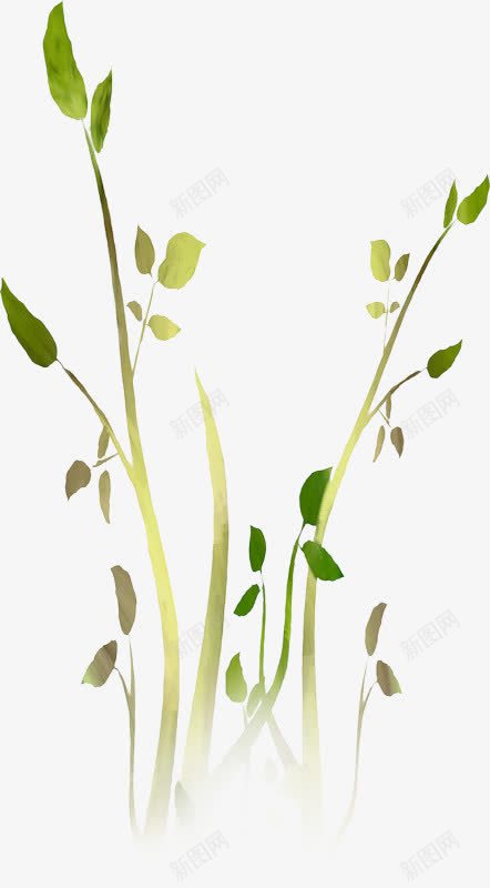 几棵小树芽png免抠素材_新图网 https://ixintu.com 好看 手绘 植物 绿色