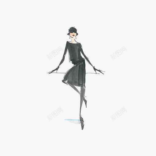 时尚女生png免抠素材_新图网 https://ixintu.com 女生免扣元素 女生手稿 欧美女生 街拍女生 黑色长裙
