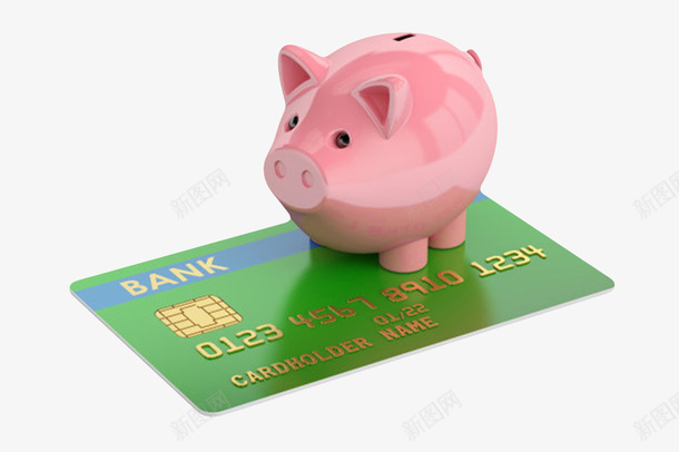 绿色贷记卡被粉红小猪压着实物png免抠素材_新图网 https://ixintu.com card credit 付款 信用 信用卡 信贷 分期 动物 卡片 存钱 小猪 贷记卡 银行 非现金