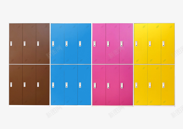 彩色钢制六门员工更衣柜png免抠素材_新图网 https://ixintu.com 产品实物 仿木纹转印铁皮柜 储物柜 存衣储物柜 彩色柜子 彩色钢制六门员工更衣柜 更衣柜
