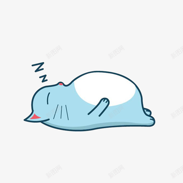 沉睡的胖胖的小龙猫png免抠素材_新图网 https://ixintu.com 卡通手绘 沉睡 浅蓝色白色的龙猫 胖胖的小龙猫
