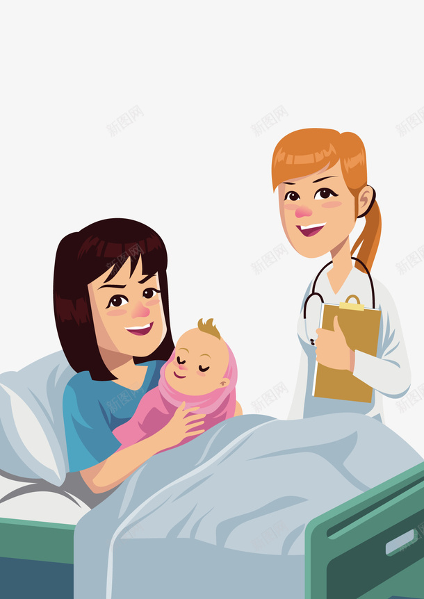 给产妇检测身体的医生png免抠素材_新图网 https://ixintu.com 产妇 伟大的母亲 刚出生的宝宝 医生 母亲节 生老病死 矢量医生