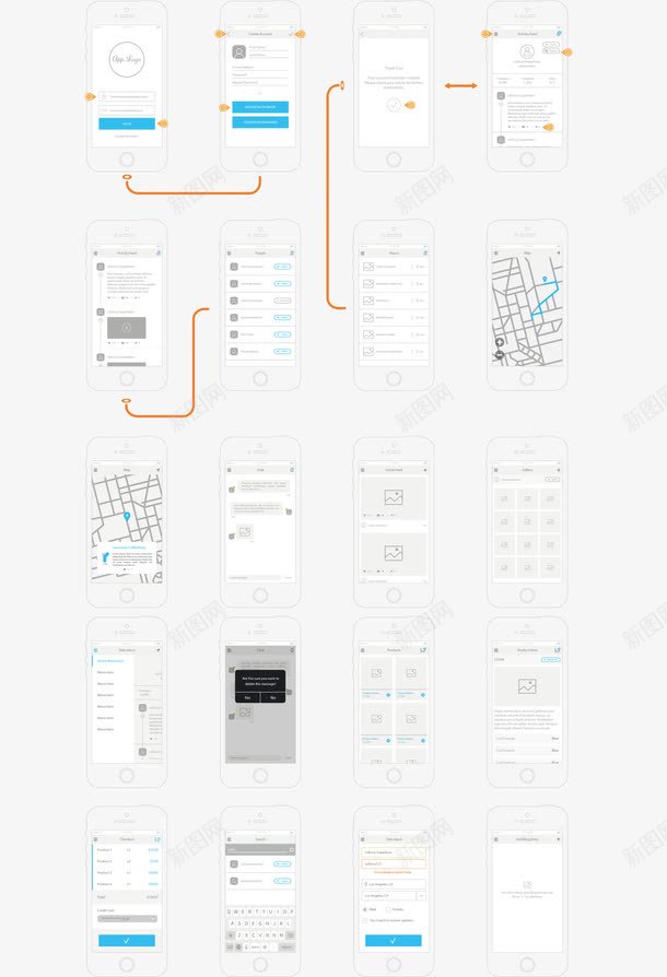 手机界面矢量图图标ai_新图网 https://ixintu.com UIAPP素材 图标设计 手机界面 矢量图