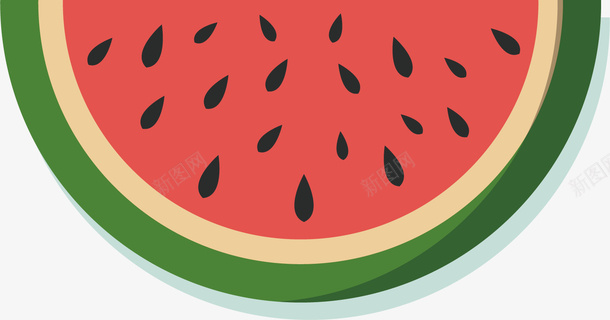 红色的西瓜png免抠素材_新图网 https://ixintu.com 植物 水果 瓜皮 红色 绿色 西瓜 黑色瓜子