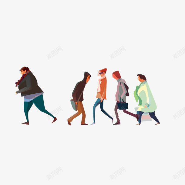形色匆匆的人群png免抠素材_新图网 https://ixintu.com 卡通 帽子 快速 扁平化 穿着 纹理 行走 质感