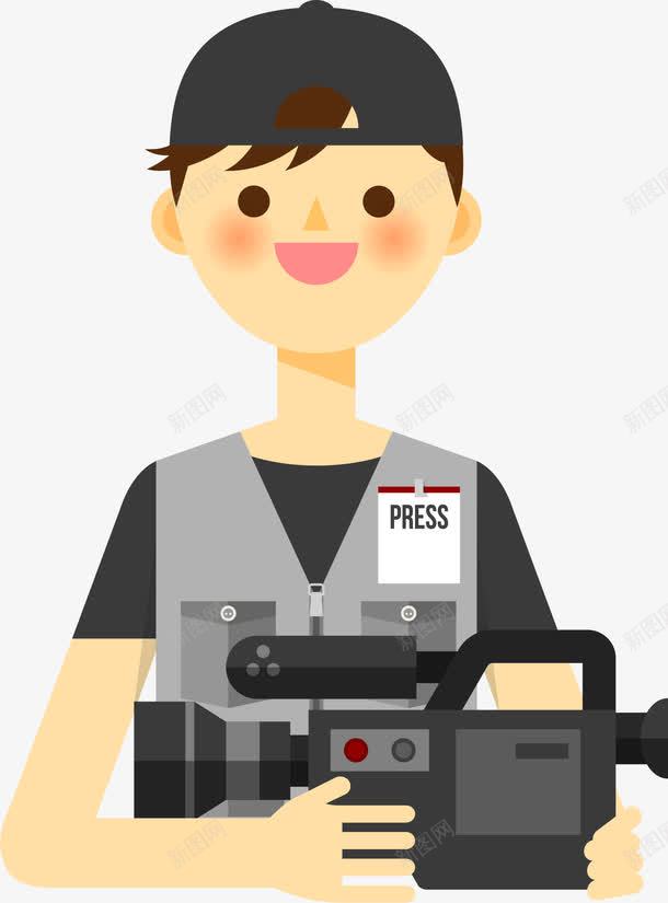 卡通手绘新闻人物png免抠素材_新图网 https://ixintu.com 新闻 新闻媒体 新闻采访 记者 采访记者 麦克风