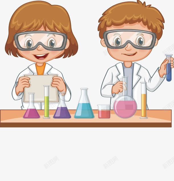 做科学实验的孩子png免抠素材_新图网 https://ixintu.com 做实验 化学实验 化学用品 玻璃容器 矢量png 科学实验