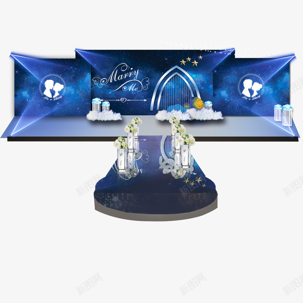 蓝色婚礼场景png免抠素材_新图网 https://ixintu.com 婚礼免抠素材 婚礼场景 温馨浪漫 简约大方 蓝色婚礼场景