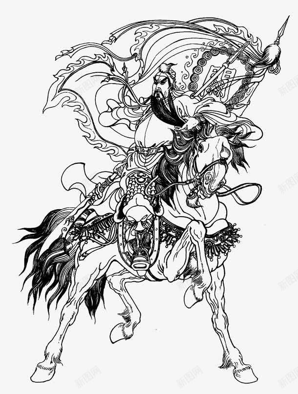 线描古代人物png免抠素材_新图网 https://ixintu.com 中国风 兵器 古典 古风 手绘 打仗 武侠 武将 线描