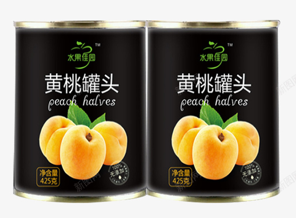 食品类黄桃罐头包装png免抠素材_新图网 https://ixintu.com 水果罐头 罐头包装 美食 食品类 黄桃罐头 黑色
