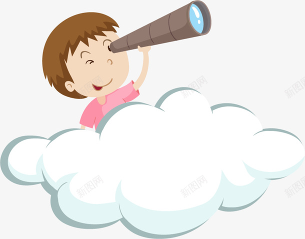 拿着望远镜看远方png免抠素材_新图网 https://ixintu.com 人物望远镜 可爱男孩 开心 手拿望远镜 拿着望远镜 望远镜洞察 白色云朵 看远方