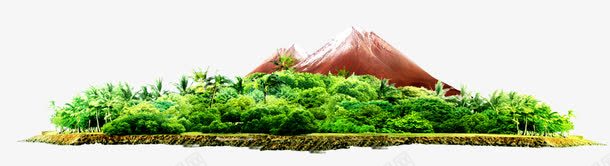 无人岛屿png免抠素材_新图网 https://ixintu.com 树林 海岛 海岛小船 火山 绿色