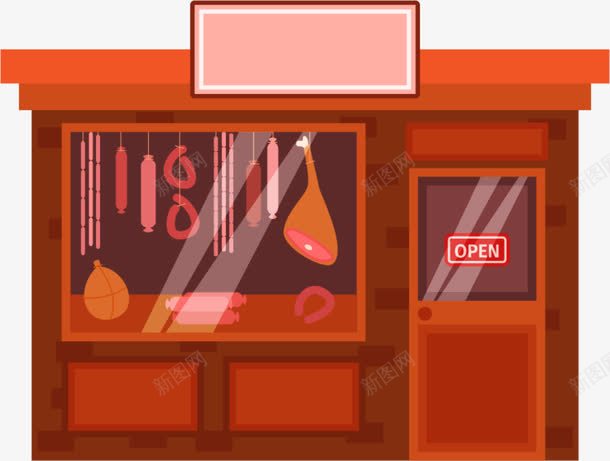 卡通红色便利店png免抠素材_新图网 https://ixintu.com 卡通便利店 商品 玻璃 红色便利店 红色大门 红色招牌