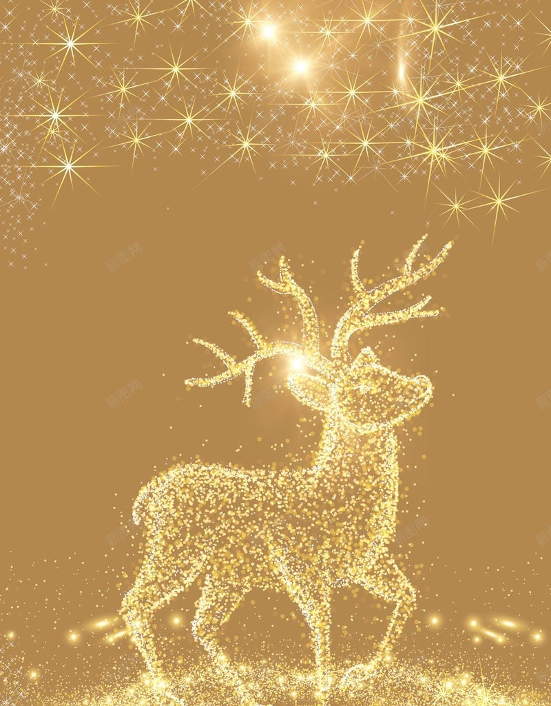 唯美梦幻圣诞新年金色驯鹿海报jpg设计背景_新图网 https://ixintu.com 唯美 圣诞节 新年 星光 梦幻 海报 灯光 金色 驯鹿