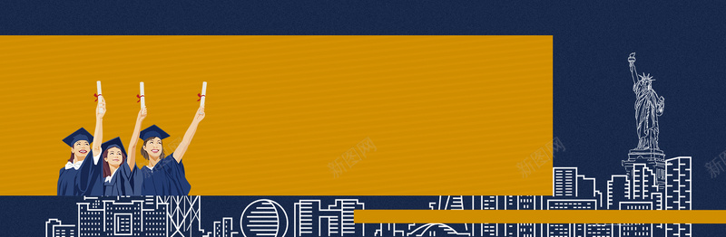 简约教育培训出国留学bannerpsd设计背景_新图网 https://ixintu.com 出国留学 卡通 培训 手绘 教育 教育banner 简约 自由神像