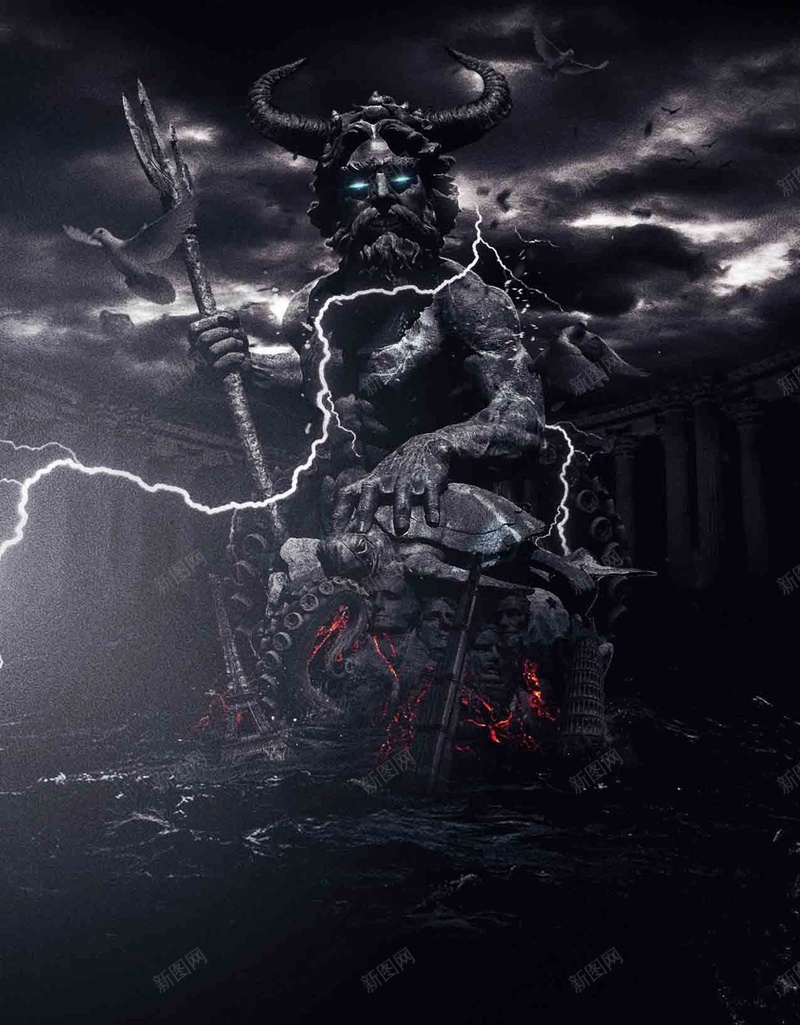 闪电大气牛鬼神海报jpg设计背景_新图网 https://ixintu.com 乌云 商务 大气 灰色 牛鬼神 科幻 科技 闪电