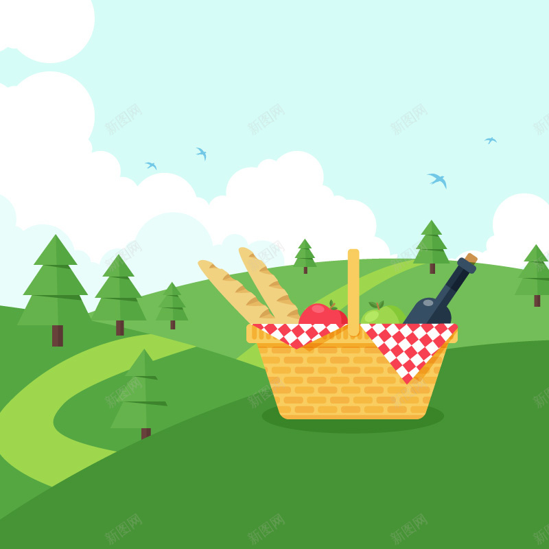 卡通促销主图推广背景psd设计背景_新图网 https://ixintu.com 主图 卡通 手绘 童趣 绿色